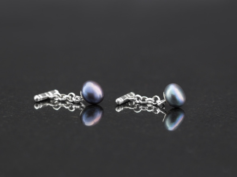 DARK PEARLS | Sterling Silver cufflinks with real Peacock Pearls DARK PEARLS | Sterling Silver cufflinks with real Peacock Pearls