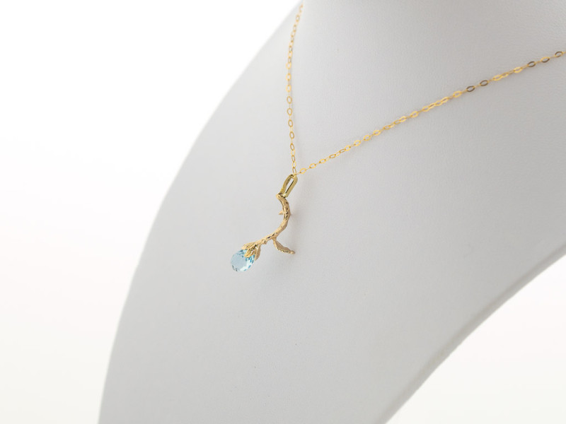 BLOSSOMING TWIG | Solid Gold necklace with Sky Blue Topaz BLOSSOMING TWIG | Solid Gold necklace with Sky Blue Topaz