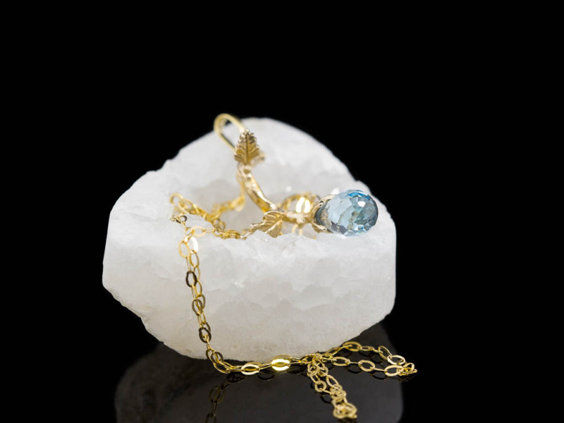 BLOSSOMING TWIG | Solid Gold necklace with Sky Blue Topaz BLOSSOMING TWIG | Solid Gold necklace with Sky Blue Topaz