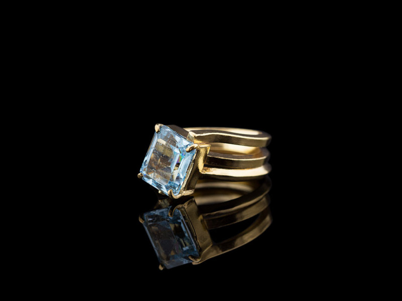 SKY TOPAZ TRIPLE │ Silver ring with Gold vermeil SKY TOPAZ TRIPLE │ Silver ring with Gold vermeil