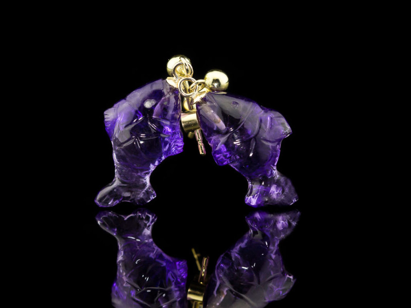 AMETHYST FISH | Handcarved 9ct Gold earrings (made to order) AMETHYST FISH | Handcarved 9ct Gold earrings (made to order)