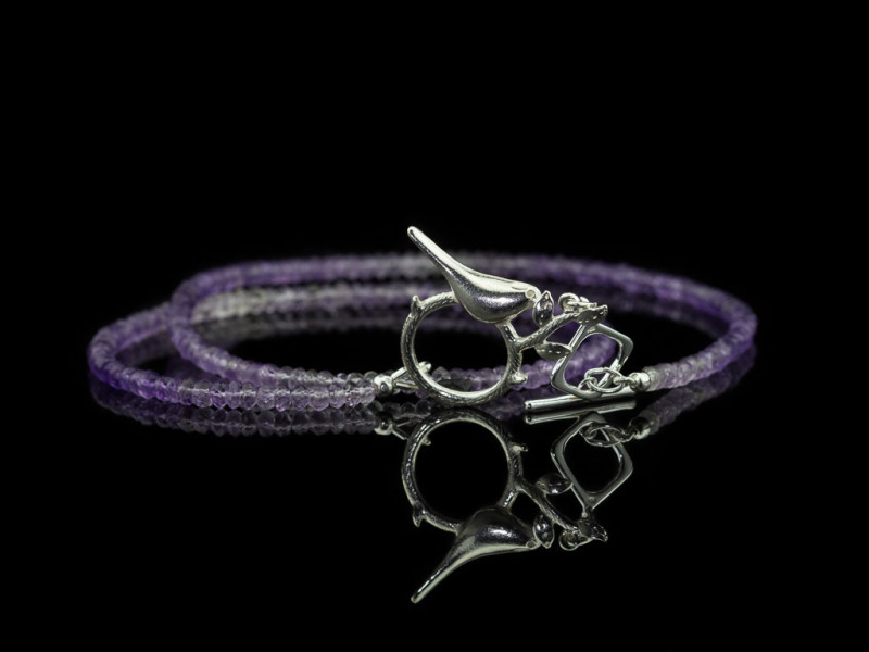 AMETHYST BIRD | Necklace with Sterling Silver sculpture (made to order) AMETHYST BIRD | Necklace with Sterling Silver sculpture (made to order)