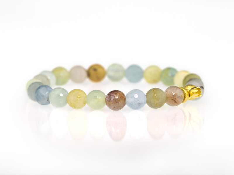 AQUAMARIN BERYLL BLUME | Armband mit vergoldeten Silberelementen (ausverkauft)