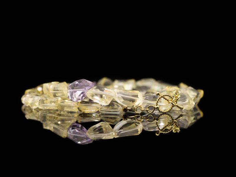 CITRINE FREEFORM CHUNKS | Necklace with Amethyst and Gold vermeil  CITRINE FREEFORM CHUNKS | Necklace with Amethyst and Gold vermeil