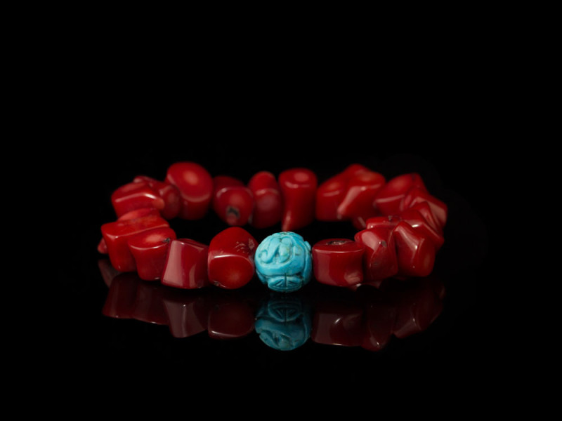 KORALLE MIT TÜRKIS | Armband aus Edelkoralle und Türkis (Ausverkauft)