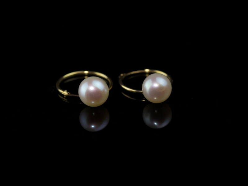 9ct Gold Ear Creoles with Pearl (Ausverkauft)