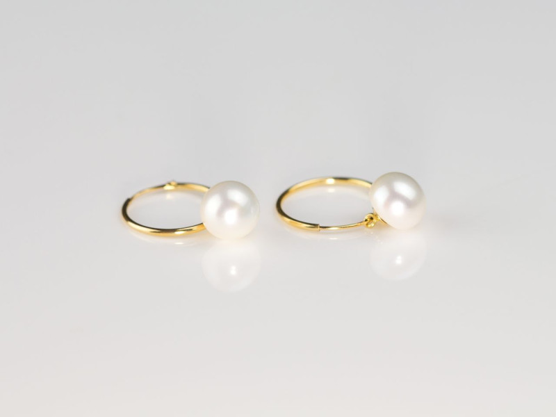 9ct Gold Ear Creoles with Pearl (Ausverkauft)