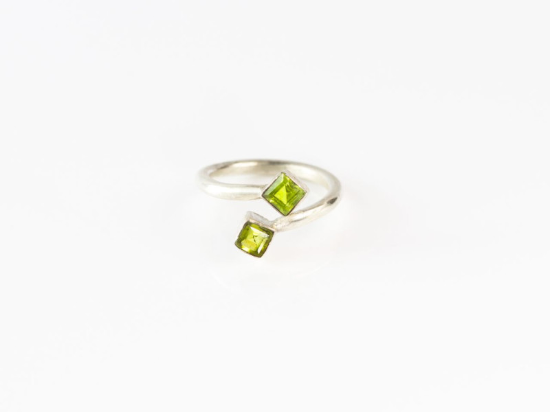 Zwei im Quadrat | Peridot Ring aus Silber (verkauft)