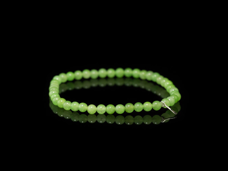 GRÜNE QUARZKUGELN | Armband mit Blattanhänger aus 925er Silber