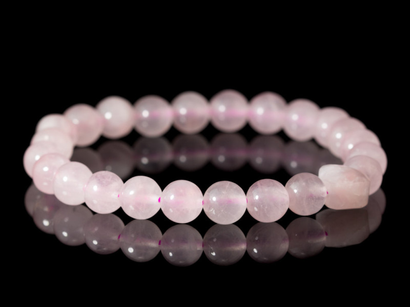 ROSENQUARZ KUGELN | Armband mit herzförmigem Kristall (Ausverkauft)
