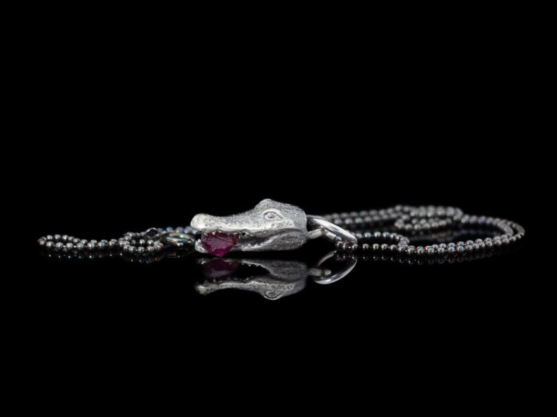 CROCODILE BITES RUBY | Black Sterling Silver necklace CROCODILE BITES RUBY | Black Sterling Silver necklace