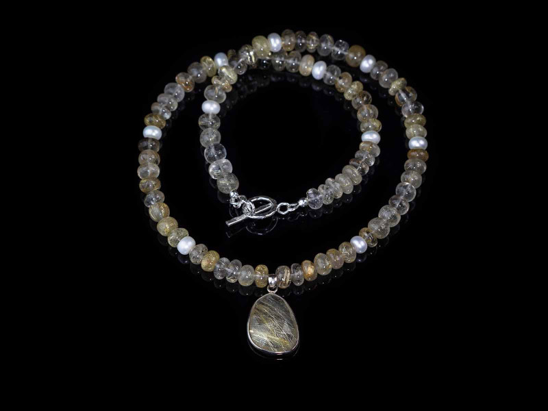 Kette mit Goldenem Rutilquarz - Venus Haar | 925er Silber mit Anhänger (Ausverkauft)
