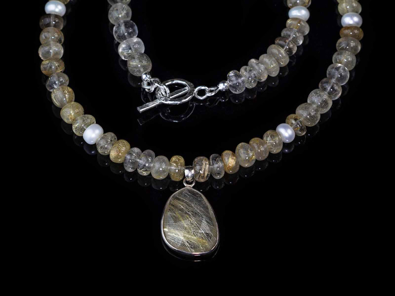 Kette mit Goldenem Rutilquarz - Venus Haar | 925er Silber mit Anhänger (Ausverkauft)
