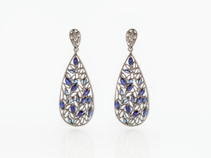 17 SAPPHIRES IN FILIGREE | Earrings in Black Rhodium/Sterling Silver 17 SAPPHIRES IN FILIGREE | Earrings in Black Rhodium/Sterling Silver