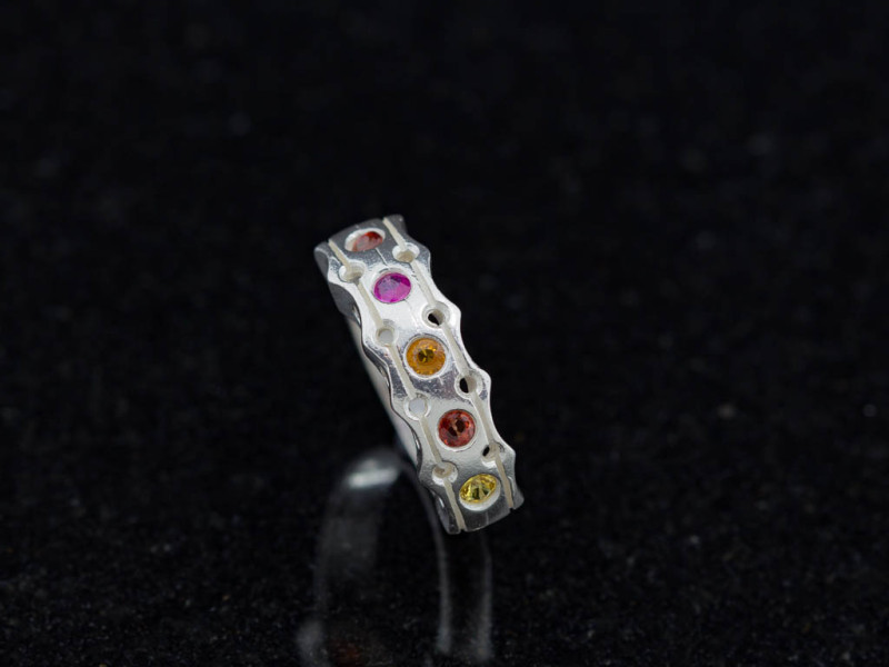FIVE COLOURFUL SAPPHIRES | Solid Sterling Silver ring FIVE COLOURFUL SAPPHIRES | Solid Sterling Silver ring