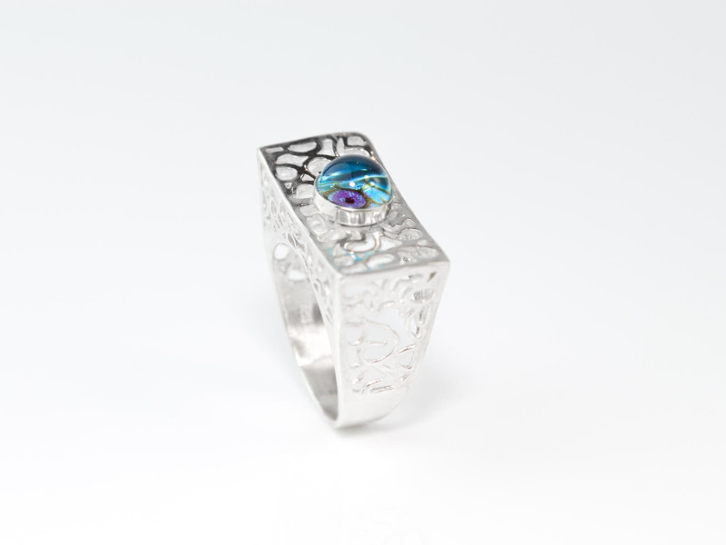 Topas Silberring Filigree Swiss Blau mit Schatz (ausverkauft)
