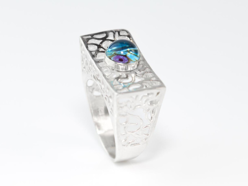 Topas Silberring Filigree Swiss Blau mit Schatz (ausverkauft)