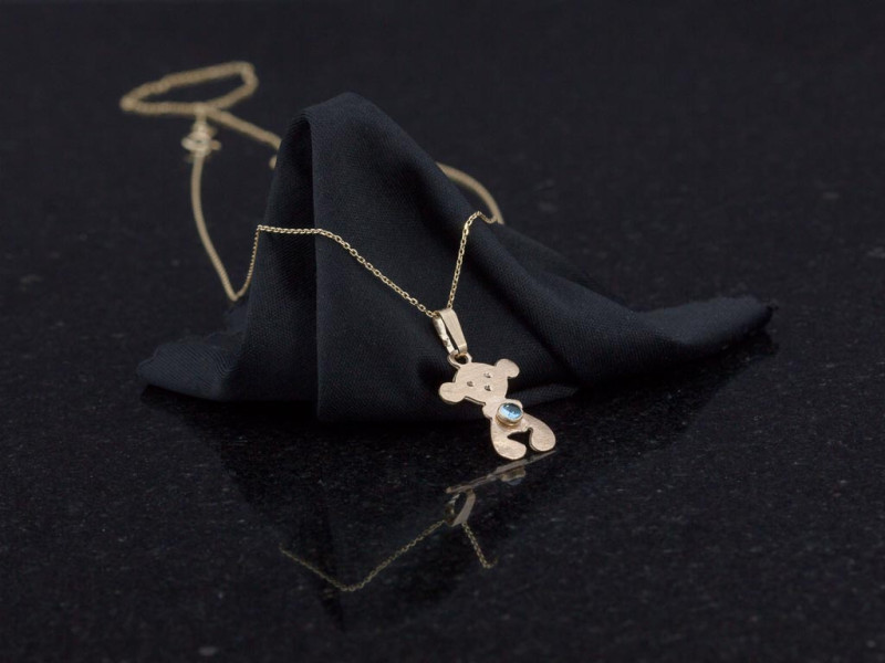 SWEET TEDDYBEAR | Solid Gold necklace with blue Topaz SWEET TEDDYBEAR | Solid Gold necklace with blue Topaz