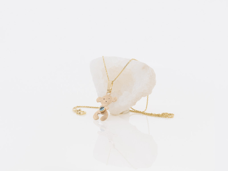 SWEET TEDDYBEAR | Solid Gold necklace with blue Topaz SWEET TEDDYBEAR | Solid Gold necklace with blue Topaz