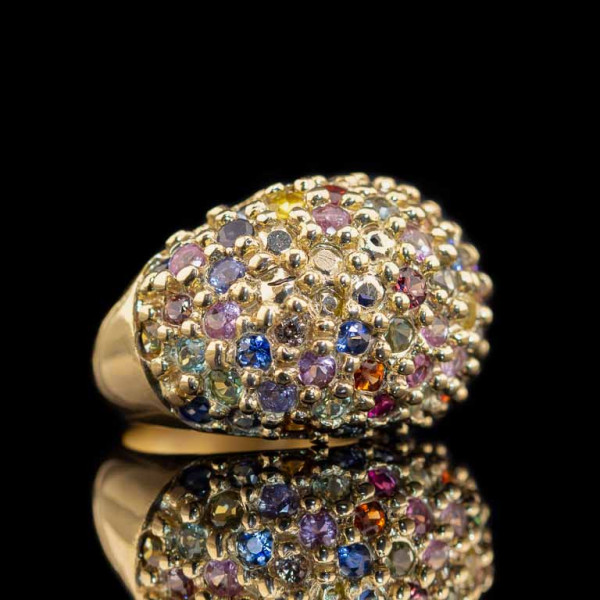 Rings ring gold with colourful sapphires