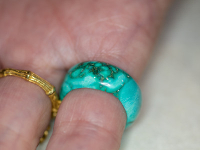 Hand-carved solid Turquoise ring with natural matrix