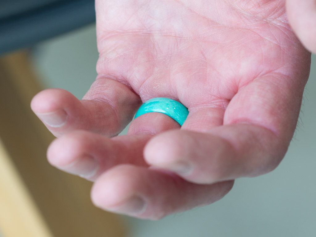 Bold hand-carved solid Turquoise ring with natural matrix