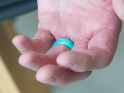 Bold hand-carved solid Turquoise ring with natural matrix
