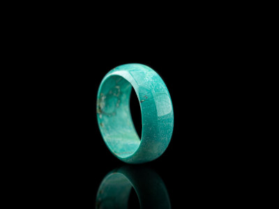 Bold hand-carved solid Turquoise ring with natural matrix