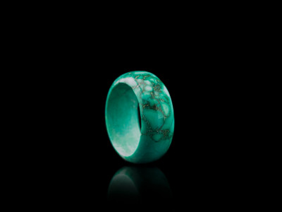 Hand-carved solid Turquoise ring with natural matrix