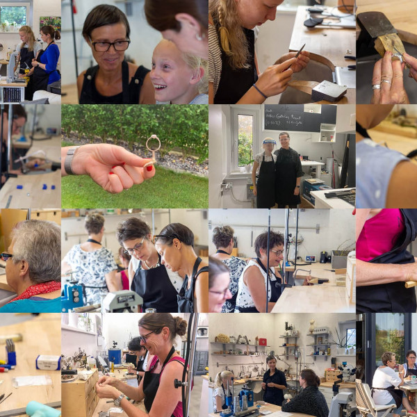 Blaue Flamme auf Werkbank bei Schmuckkurs