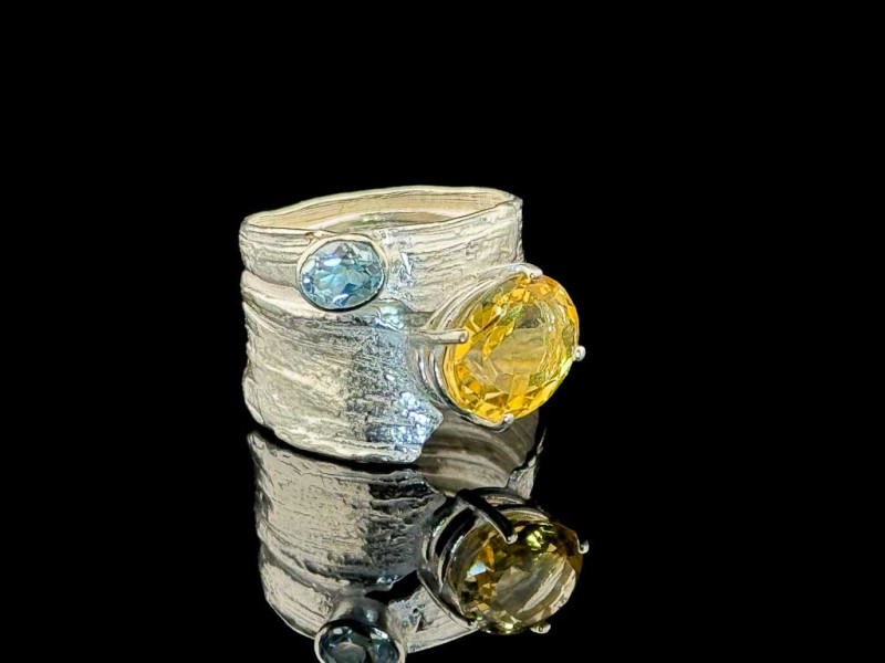 PAS DE DEUX | Silver Ring with Topaz & Citrine PAS DE DEUX | Silver Ring with Topaz & Citrine