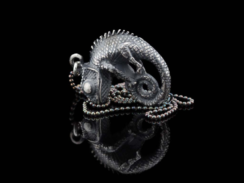 BLACK CHAMELEON | Sterling Silver necklace with gemstone option BLACK CHAMELEON | Sterling Silver necklace with gemstone option