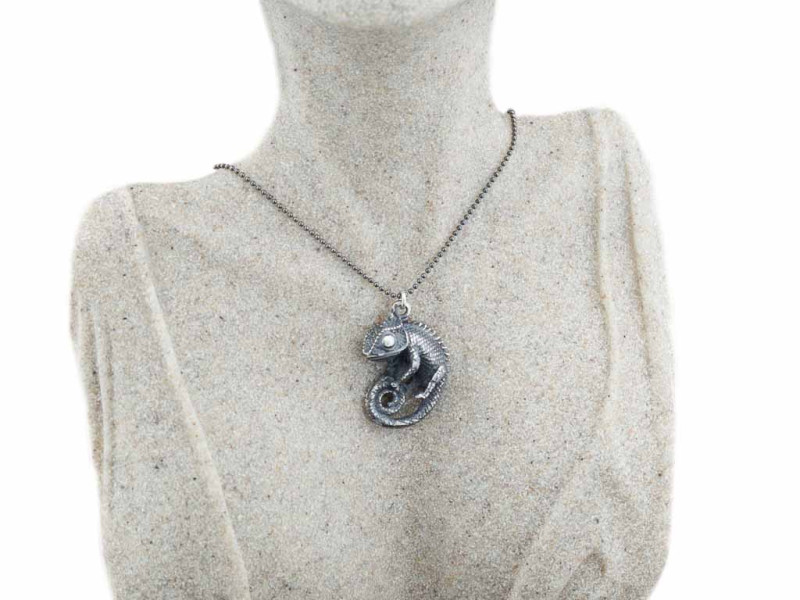 BLACK CHAMELEON | Sterling Silver necklace with gemstone option BLACK CHAMELEON | Sterling Silver necklace with gemstone option